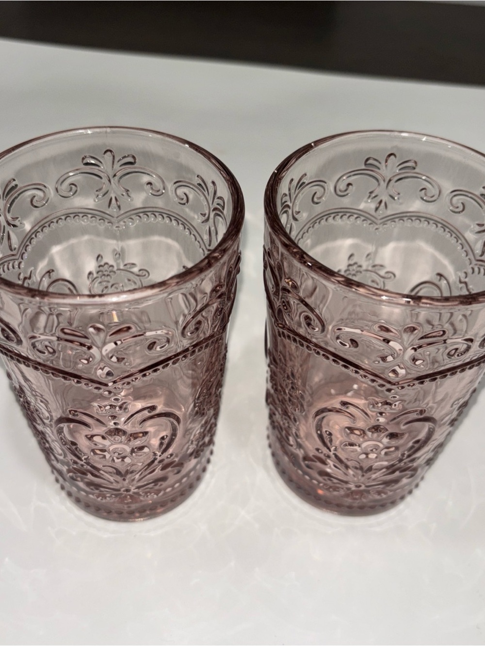 The Pioneer Woman Pink Embossed Glass Tumbler Set of 2